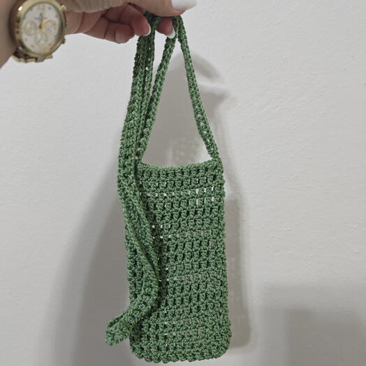 El Yapımı Örgu Telefon Çantası Yeşil