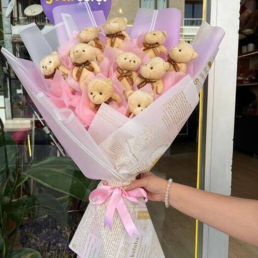 BÜYÜK BOY LEDLİ PELUŞ AYICIK BUKETİ