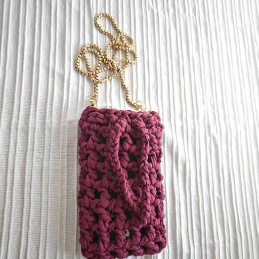 El Yapımı Örgu Telefon Çantası Mor