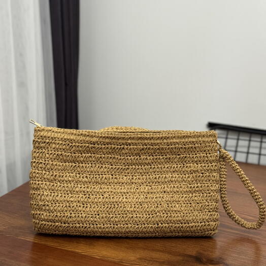 %100 el orgusu hasır clutch portfoy el çantası