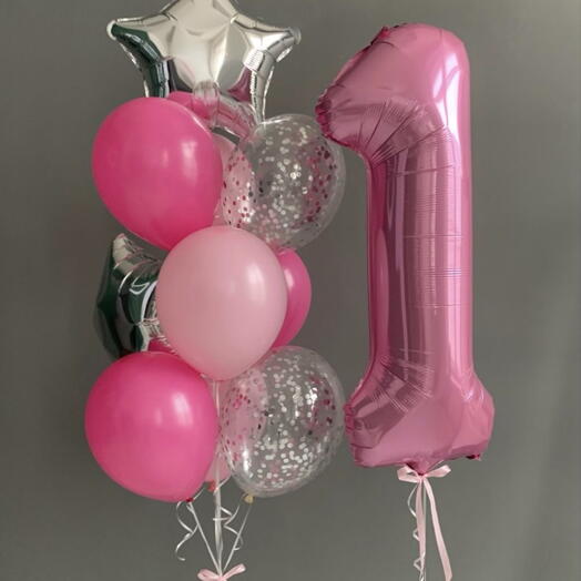 Luks Pembe Doğum Gunu Balon Seti – 1 Rakam Folyo Balon