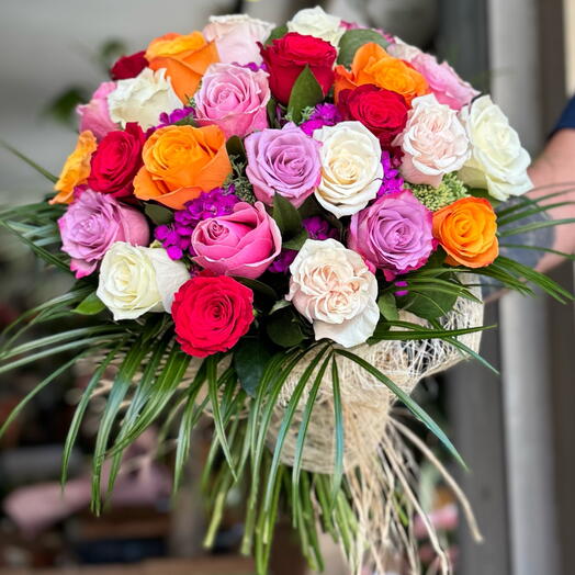 Rengarenk Duşler Gul Buketi
