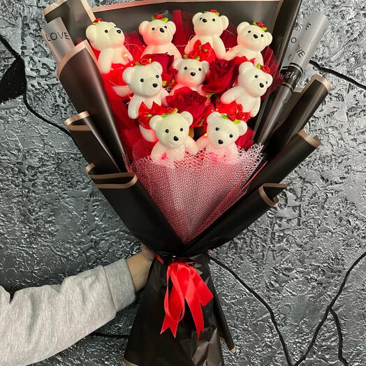 Buyuk Kırmızı Strafor Ayıcık Buketi