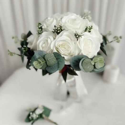 Yeni sezon okaliptuslu beyaz gul