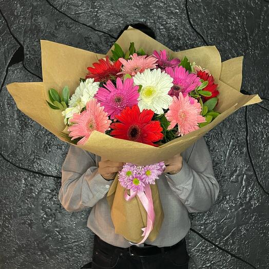 Kraft Kâğıtta Gerbera Buketi