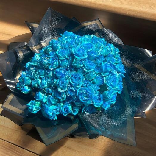 100 lu Mavi Gul Buketi