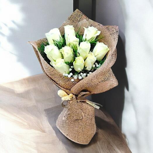 White Rose Bouquet (11 roses)