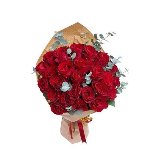 Kraft Ambalajda 30 lu Kırmızı Gul Buketi