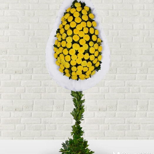 Sarı Gerbera ayaklı çelenk
