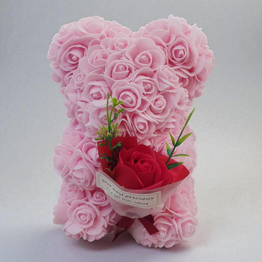 Pink rose teddy bear-pembe gul ayıcık