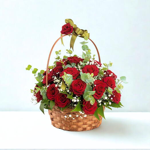 Anatolia Flowers Hasır Sepette Gul Aranjmanı