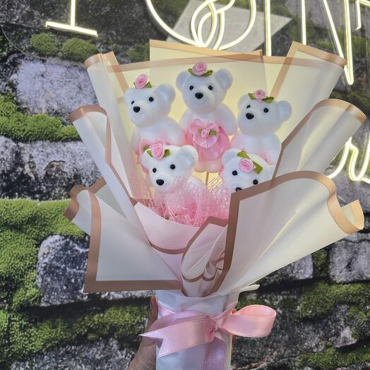 Sevimli ve Sıra Dışı: 5 Pembe Kopuk Ayıcık Buketi