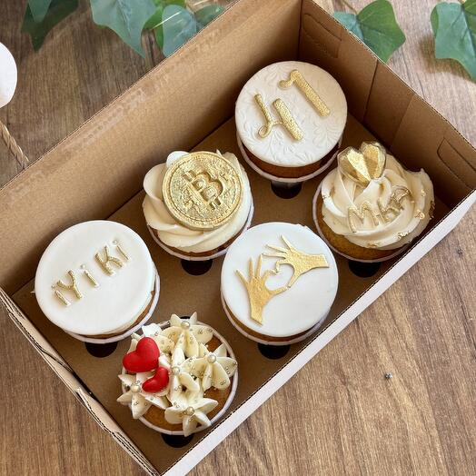 Tasarım cupcake box 6 lı gold - Coin temalı
