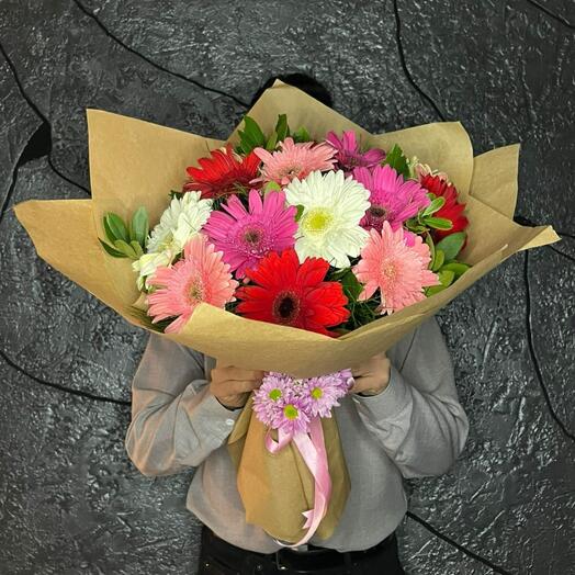 Buyuk Boy Rengarenk Gerbera Buketi – Neşenin En Canlı Hali 💐