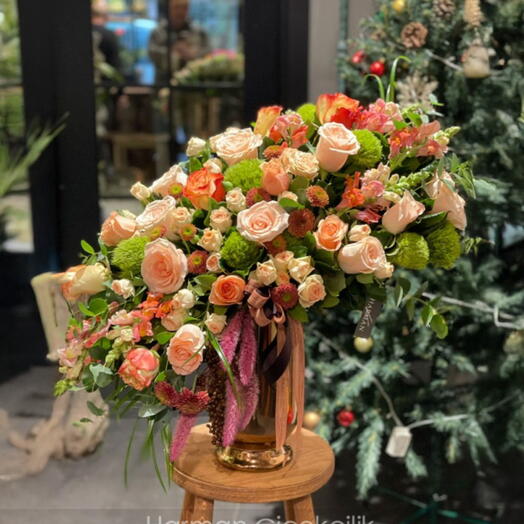 Bakır Cam Vazo Aranjmanı HR797