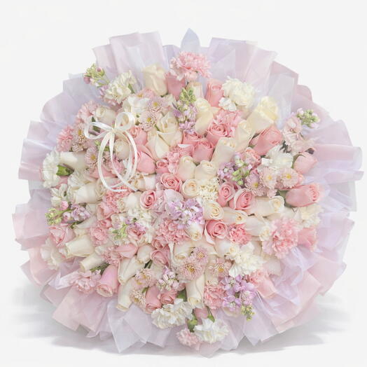 White and Pink Rose Bouquet