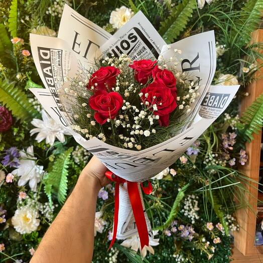 S 5Lİ KIRMIZI GÜL BUKETİ