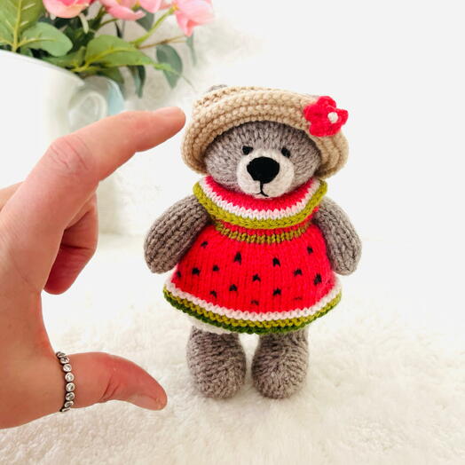 El Yapımı Amigurumi Karpuz Temalı Mini Ayıcık – Sevimli Hediye