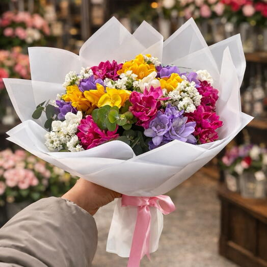 🌈 Colorful Freesia Bouquet