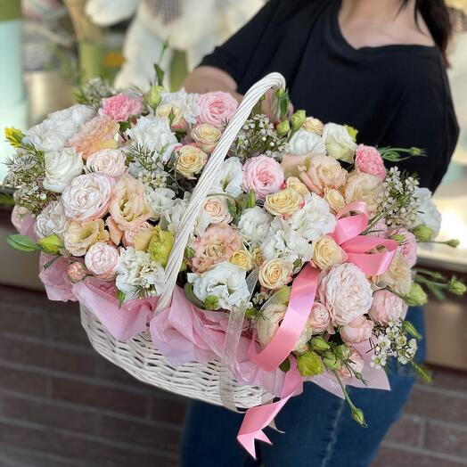 Soft flowers in basket