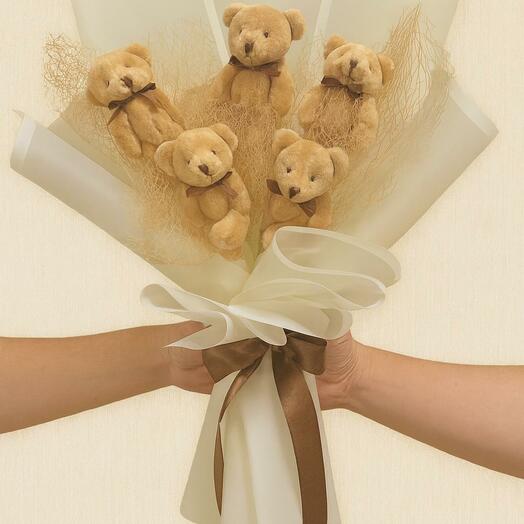 Açık Kahverengi Peluş Ayıcık Buketi