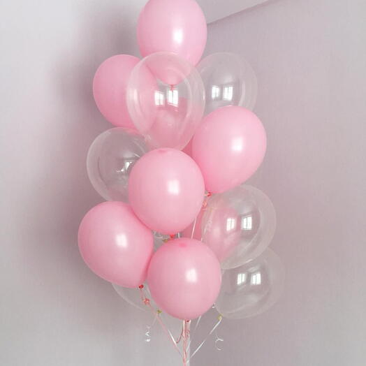 15 Adet Pembe ve Şeffaf Beyaz Balon