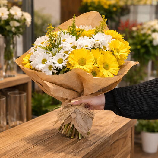 Renkli papatya buketi 2