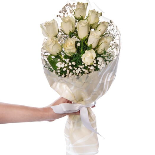 Leopard Bouquet 11 White Roses