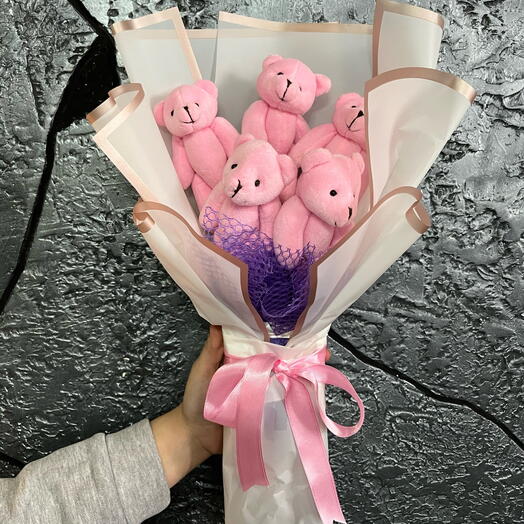 Peluş Pembe Ayıcık Buketi