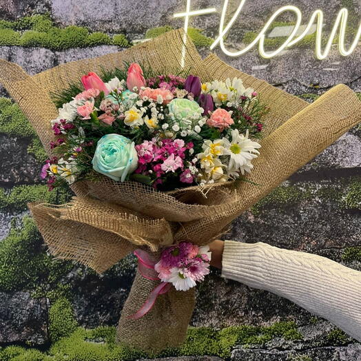 💐 Mavi Gul, Lale, Husnuyusuf Mix Buket 🌸💙