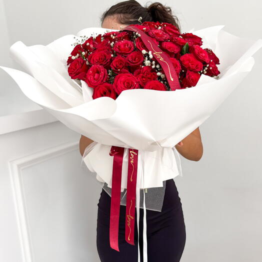 41 Adet Kırmızı Gul Buketi – Sevgililer Gunu, Doğum Gunu, Yıl Donumu İçin Özel