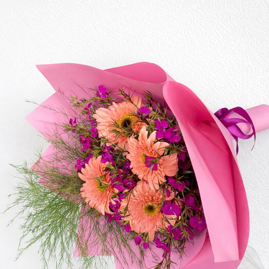Pink Gerberas in a Pink Bouquet