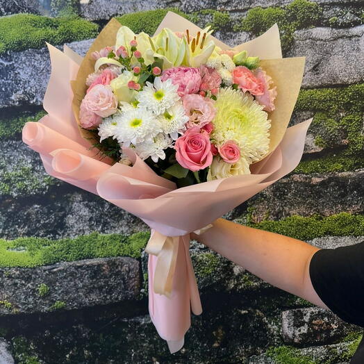 SofLove Buzlu Sarım Anastasia Gul Krizantem Buketi