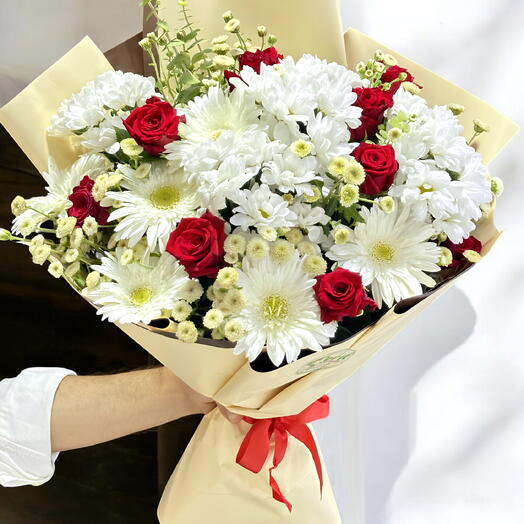 Buket krizantem gul gerbera