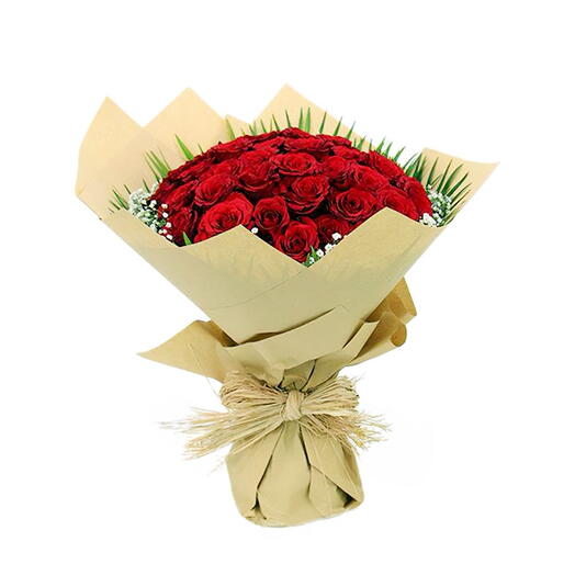 Kraft Ambalajda Kırmızı Gul Buketi