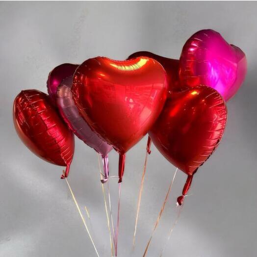 4 Kırmızı 2 Pembe Kalpli Hellium Balonu