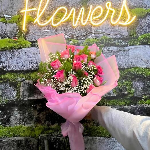 Point Flowers 15 Pembe Gul Buketi