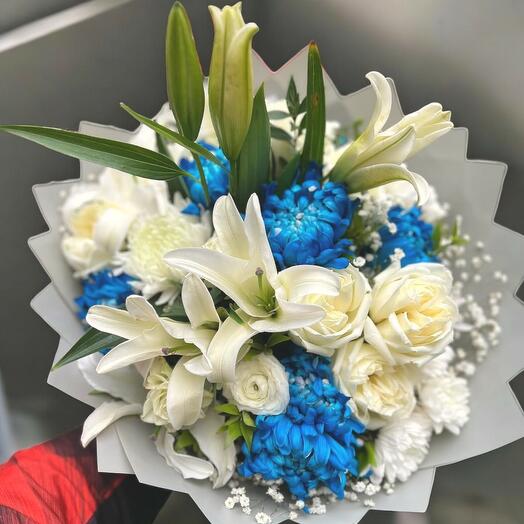 Blue and white bouquet