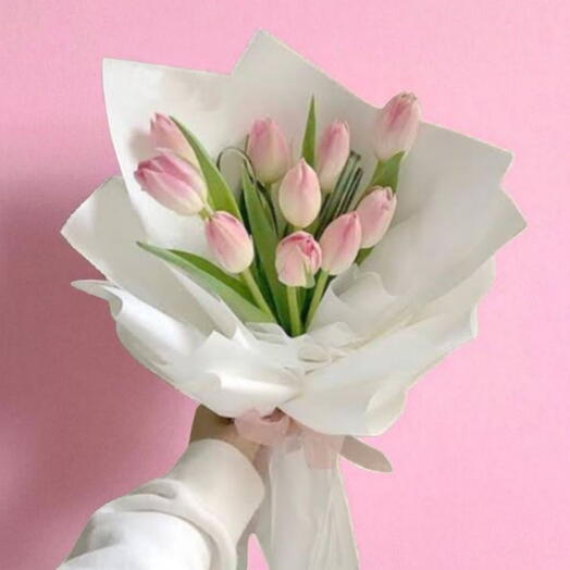 Powder Pink tulips bouquet10 - pudra pembe lale