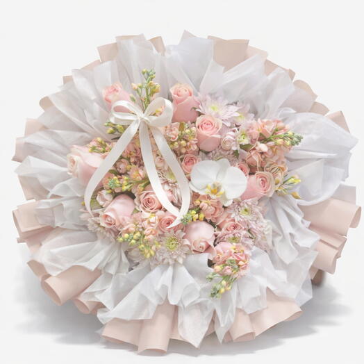 Chrysanthemum and Pink Roses Bouquet