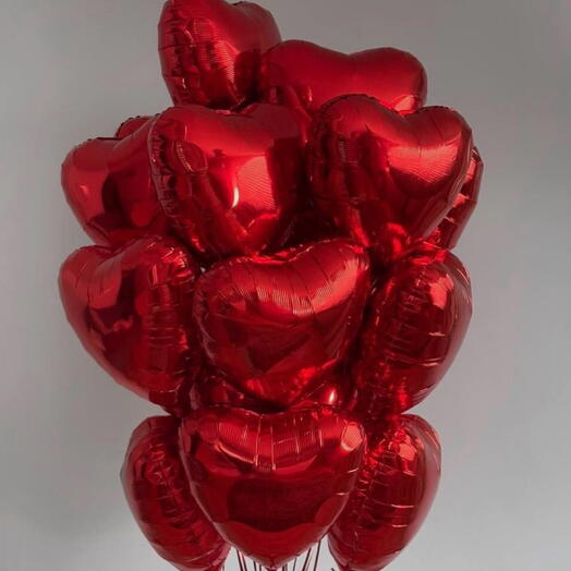 18 li Kırmızı Kalp Folyo Balon Buketi