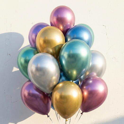 Хромированные фольгированные шары, 15 штук.