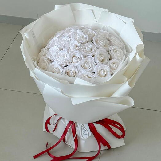 Beyaz Gul Sonsuzluk Buketi (yapay)