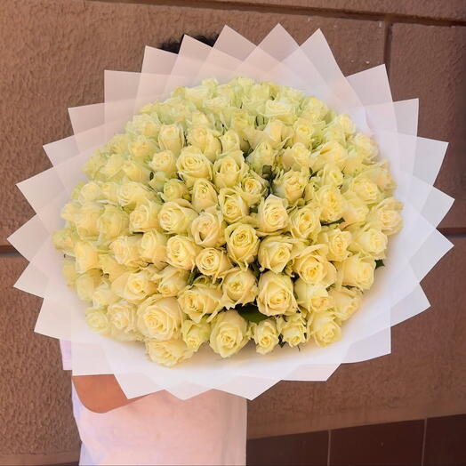 101 li Beyaz Gul Buketi