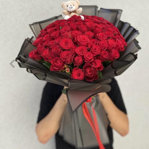 71 adet ateş kırmızısı gul buketi