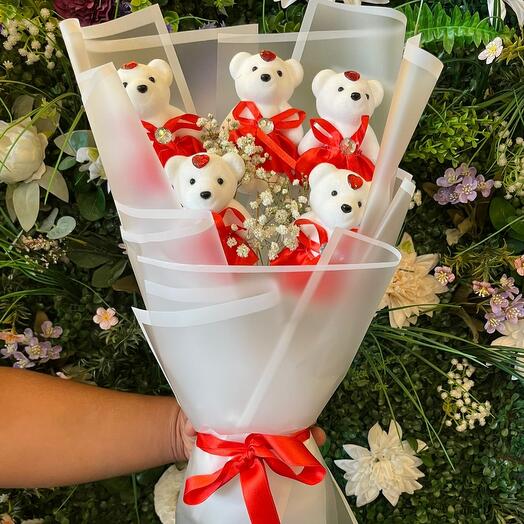 ORTA BOY CİPSOLU KIRMIZI AYICIK BUKETİ