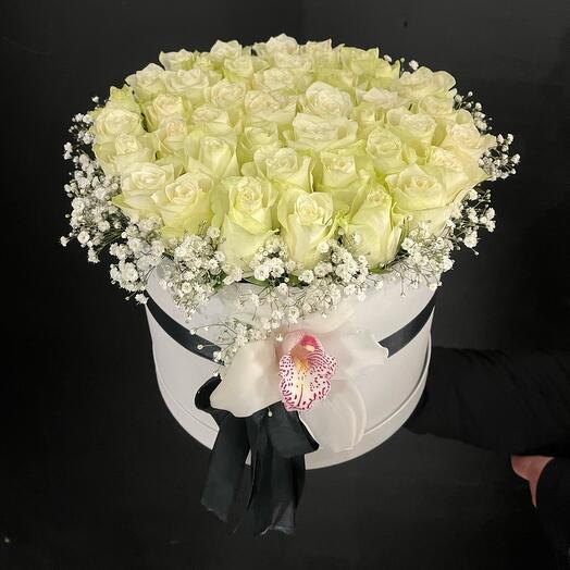 White Roses In Box