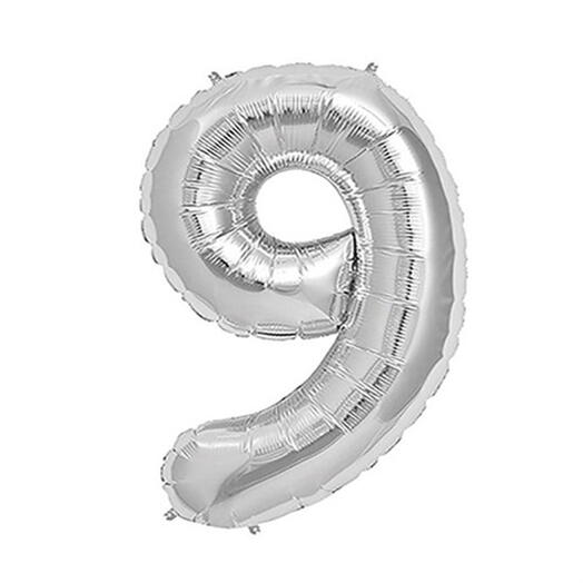 9 Silver Number Balloon