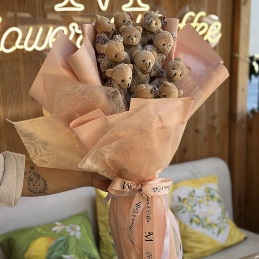 Teddy bear bouquet, 11 pieces
