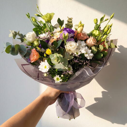 Renkli Karışık Çiçek Buketi